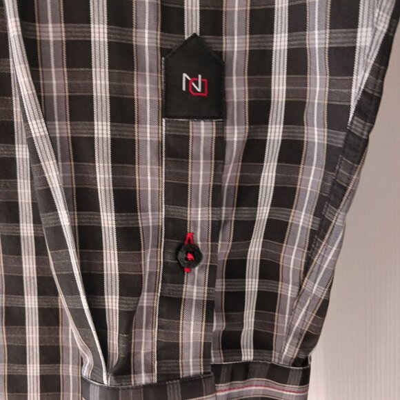 DN Di Nero Men's Long Sleeve Shirt Size XL Embellished Black Plaid Paisley READ - Picture 6 of 12